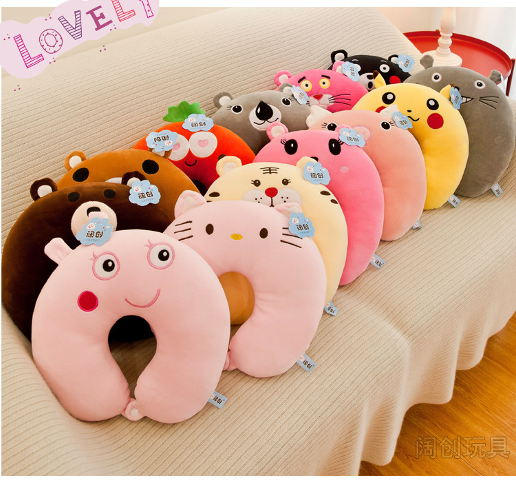 Factory Direct Sales Cartoon U-Shaped Pillow Plush Toy Extremely Soft down Cotton Stuffed Travel Car Neck Pillow Nap Pillow