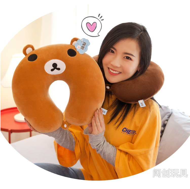 Factory Direct Sales Cartoon U-Shaped Pillow Plush Toy Extremely Soft down Cotton Stuffed Travel Car Neck Pillow Nap Pillow