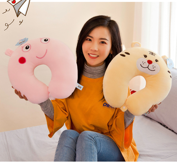 Factory Direct Sales Cartoon U-Shaped Pillow Plush Toy Extremely Soft down Cotton Stuffed Travel Car Neck Pillow Nap Pillow