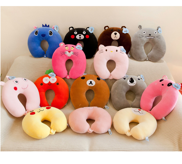 Factory Direct Sales Cartoon U-Shaped Pillow Plush Toy Extremely Soft down Cotton Stuffed Travel Car Neck Pillow Nap Pillow