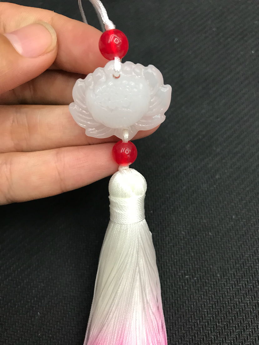 Ancient Style White Jade Lotus Gradient Spike Ancient Style Han Chinese Clothing Cheongsam Garment Front Decorative Button Pendant Chinese Knot Pendant Tassel Wholesale Ancient Style White Jade Lotus Gradient Spike Ancient Style Han Chinese Clothing Cheongsam Garment Front Decorative Button Pendant Chinese Knot Pendant Tassel Wholesale