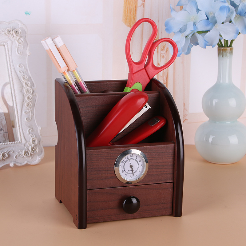High-End Wooden Multi-Functional Assemblage Zone Drawer with Storage Pencil Vase Decoration Creative Desktop Stationery Storage Box Wholesale