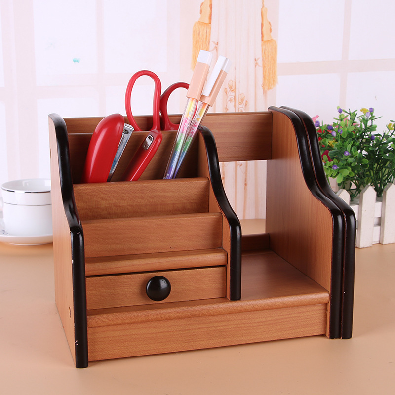 Supply High-Grade Wooden Multi-Functional Assemblage Zone Drawer Storage Pencil Vase Decoration Creative Desktop Stationery Storage Box