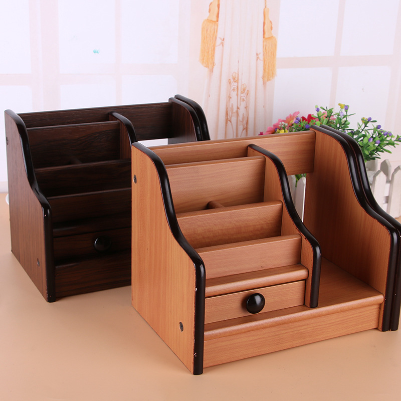 Supply High-Grade Wooden Multi-Functional Assemblage Zone Drawer Storage Pencil Vase Decoration Creative Desktop Stationery Storage Box