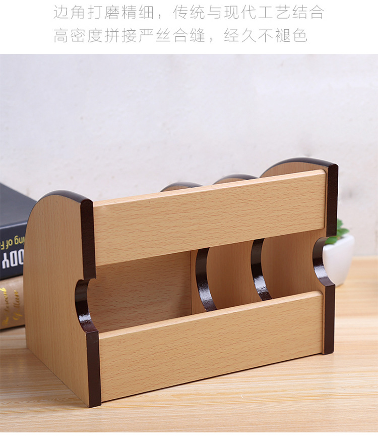 Supply Creative with Clock Desktop Storage Pencil Vase Decoration Wooden Multi-Functional Remote Control Rack Storage Tool Wholesale