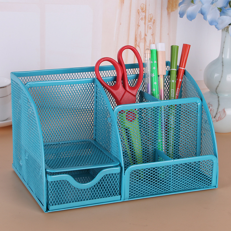 Factory Direct Sales Wrought Iron Grid Multi-Functional Combination Desktop Stationery Storage Pencil Vase Decoration Office Supplies Wholesale
