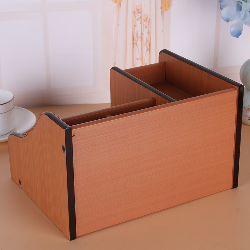 Supply High Quality Wood Board Multi-Function Storage with Drawer Pencil Vase Decoration Office Desk Surface Panel Stationery Storage Box