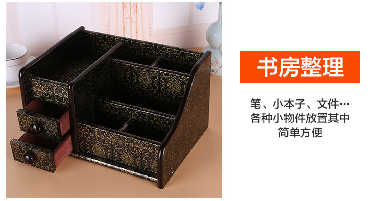 Supply High Quality Wood Board Multi-Function Storage with Drawer Pencil Vase Decoration Office Desk Surface Panel Stationery Storage Box