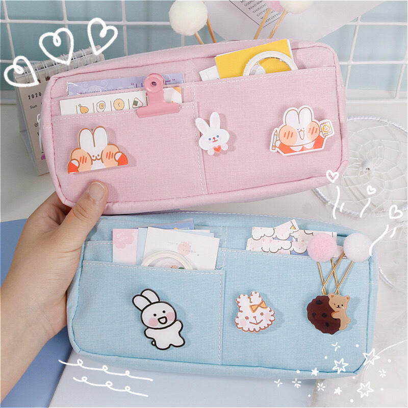 Instagram girl heart pencil bag large capacity Korean pencil-box junior high school students creative web celebrity small fresh stationery bag