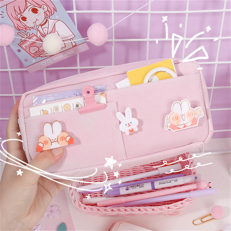 Instagram girl heart pencil bag large capacity Korean pencil-box junior high school students creative web celebrity small fresh stationery bag