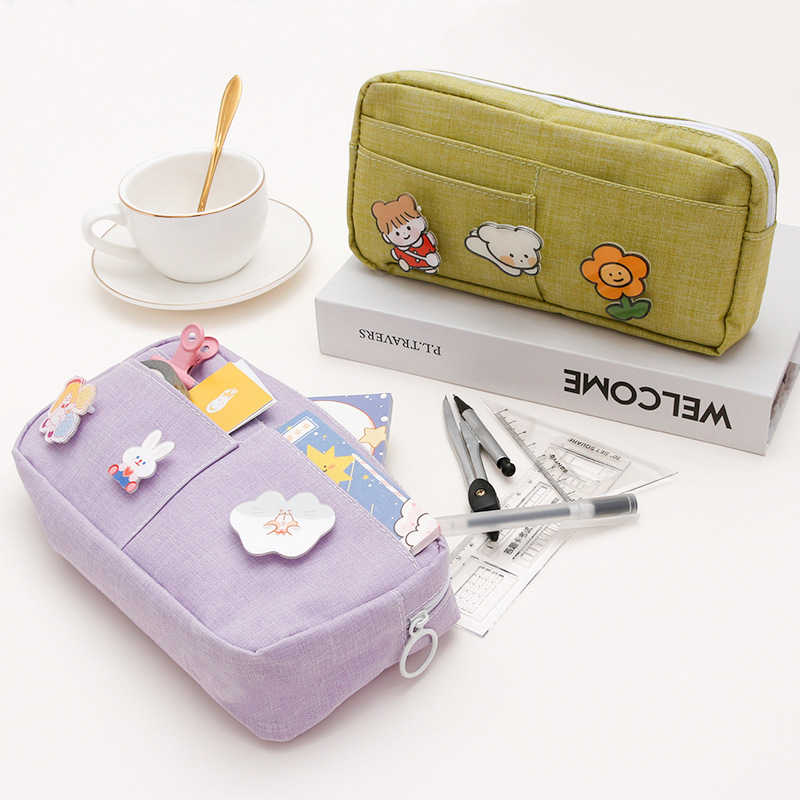 Instagram girl heart pencil bag large capacity Korean pencil-box junior high school students creative web celebrity small fresh stationery bag