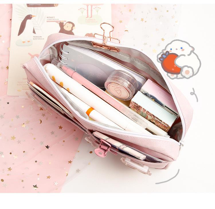Instagram girl heart pencil bag large capacity Korean pencil-box junior high school students creative web celebrity small fresh stationery bag