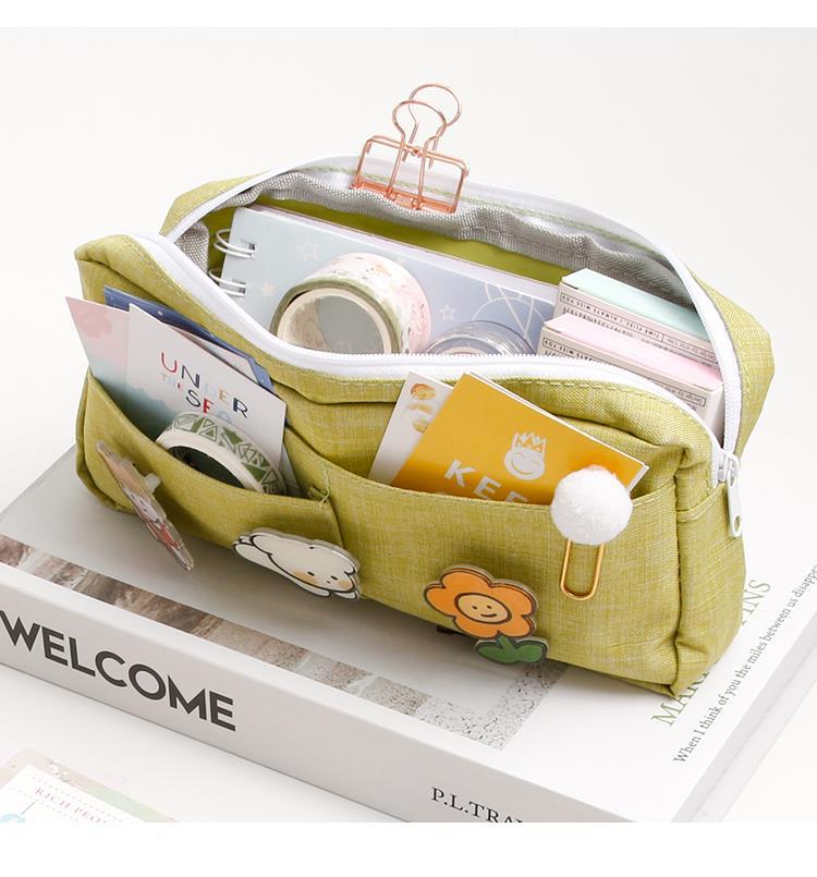 Instagram girl heart pencil bag large capacity Korean pencil-box junior high school students creative web celebrity small fresh stationery bag