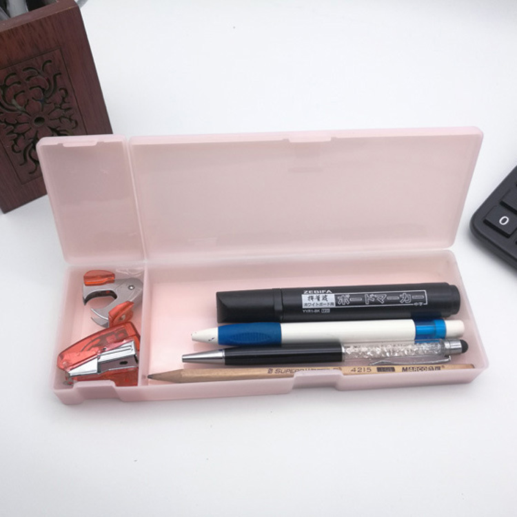 Factory Multi-Functional Customized Creative Lead Pencil Case Translucent Frosted Pencil Case Student Storage Pp Plastic Pencil-Box