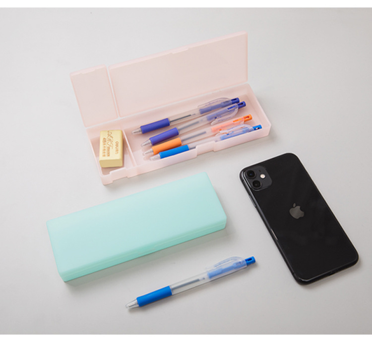 Factory Multi-Functional Customized Creative Lead Pencil Case Translucent Frosted Pencil Case Student Storage Pp Plastic Pencil-Box
