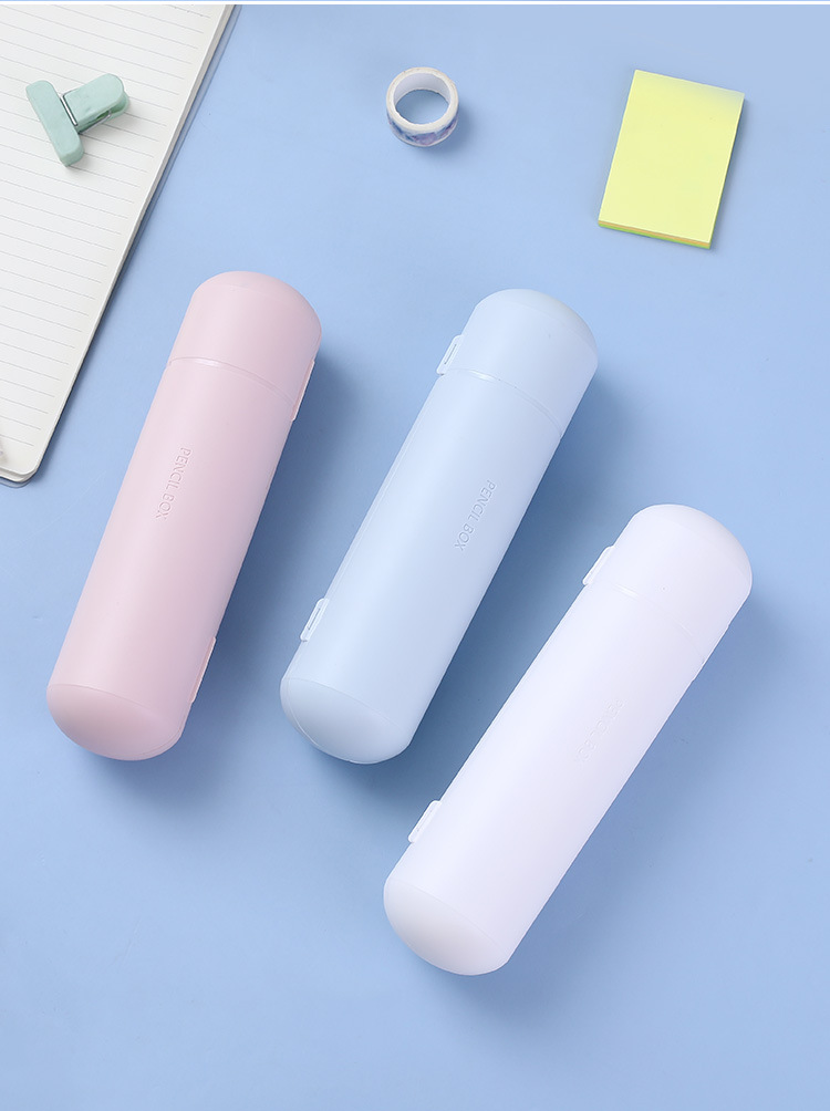 round Plastic Pencil-Box Large Capacity Double Layer Pencil Case Student School Supplies Multifunctional Pencil Case Pencil Case Simple Pencil Case