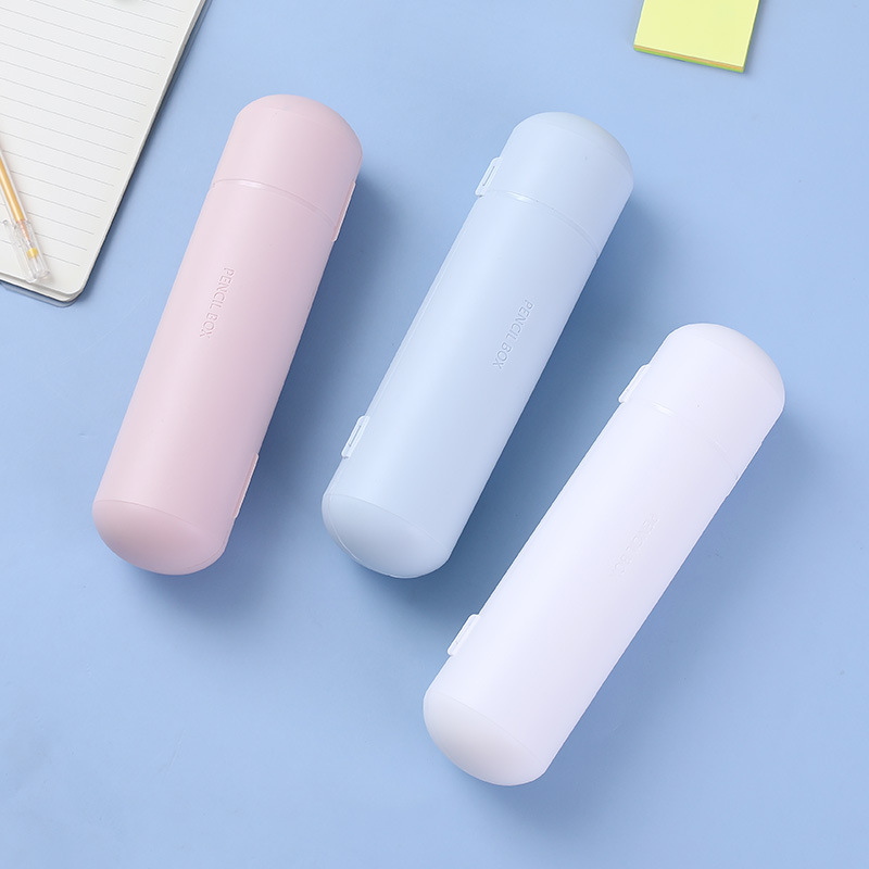 round Plastic Pencil-Box Large Capacity Double Layer Pencil Case Student School Supplies Multifunctional Pencil Case Pencil Case Simple Pencil Case