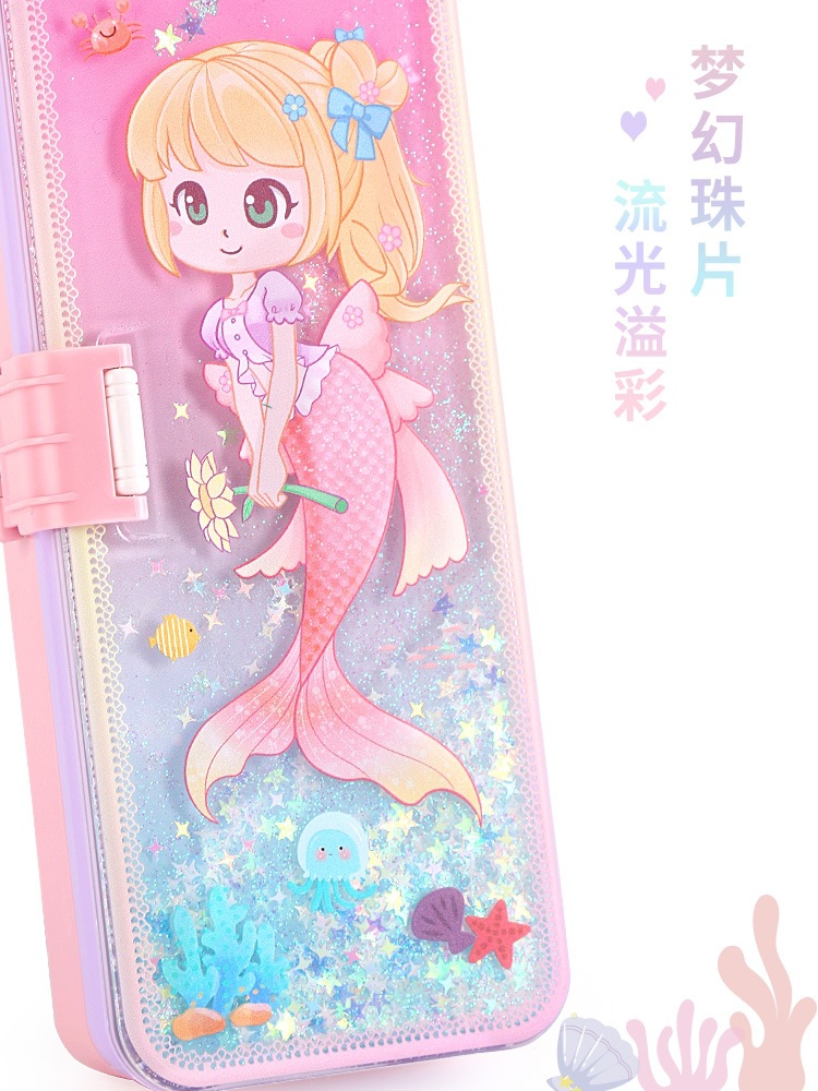 Primary School News New Quicksand Plastic Pencil-Box Primary School Student Cartoon File Bag Multifunctional Pencil Case Double-Layer Pencil Case Primary School News New Quicksand Plastic Pencil-Box Primary School Student Cartoon File Bag Multifunctional Pencil Case Double-Layer Pencil Case