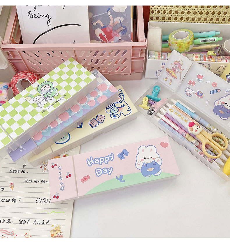 Multifunctional Stationery Box Creative Lead Pencil Case Translucent Frosted Pencil Case Student Storage Pp Plastic Pencil-Box Wholesale