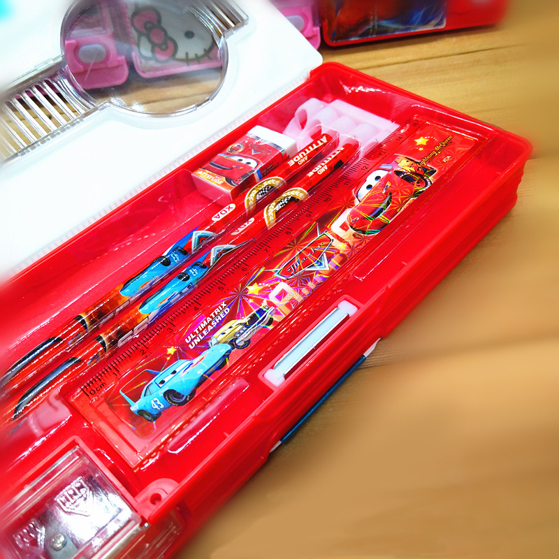Creative Primary School Stationery Box Cute Double-Sided Magnetic Boys and Girls Multifunctional Pencil Case Suit Plastic Pencil-Box