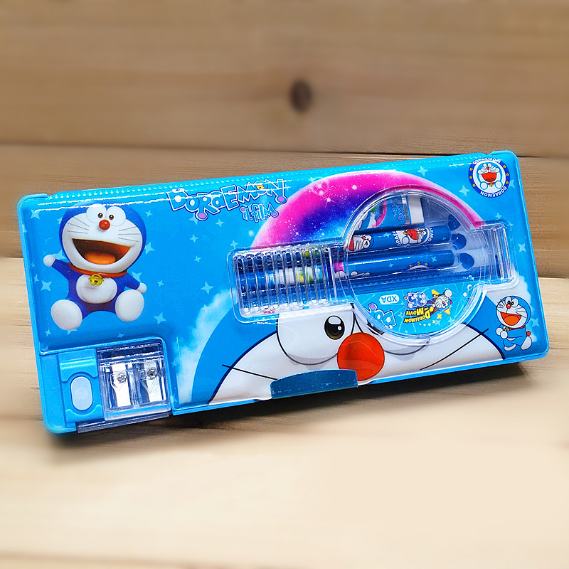 Creative Primary School Stationery Box Cute Double-Sided Magnetic Boys and Girls Multifunctional Pencil Case Suit Plastic Pencil-Box