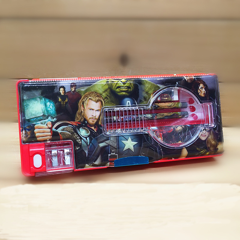 Creative Primary School Stationery Box Cute Double-Sided Magnetic Boys and Girls Multifunctional Pencil Case Suit Plastic Pencil-Box
