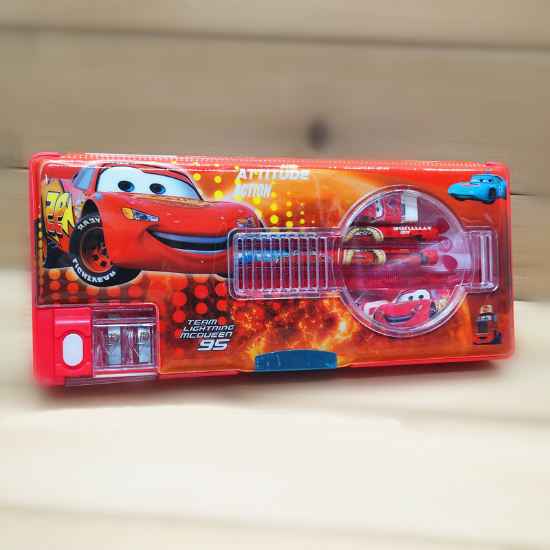 Creative Primary School Stationery Box Cute Double-Sided Magnetic Boys and Girls Multifunctional Pencil Case Suit Plastic Pencil-Box