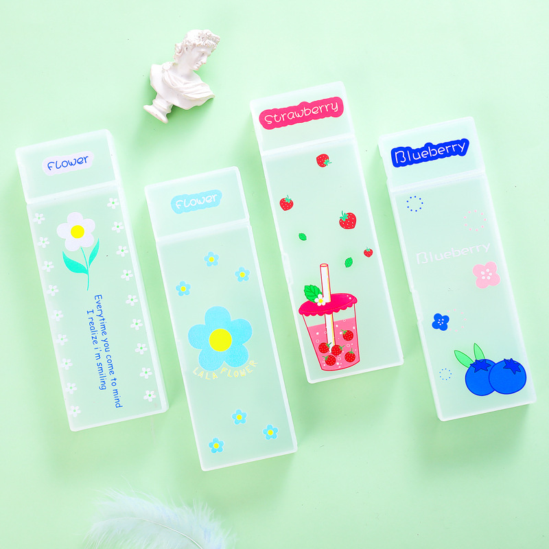 Yilan Creative New Stationery Box Simple Storage Pencil Case Plastic Pencil-Box Cartoon Young Girl Heart Pencil Box Pencil Case Stationery