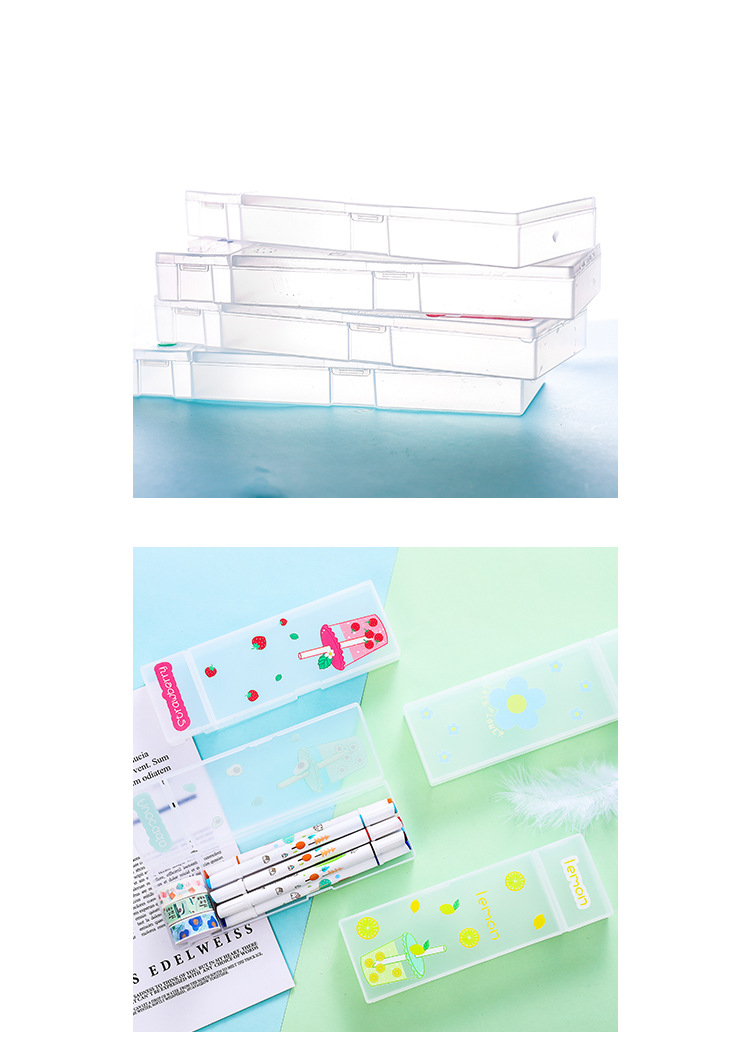 Yilan Creative New Stationery Box Simple Storage Pencil Case Plastic Pencil-Box Cartoon Young Girl Heart Pencil Box Pencil Case Stationery