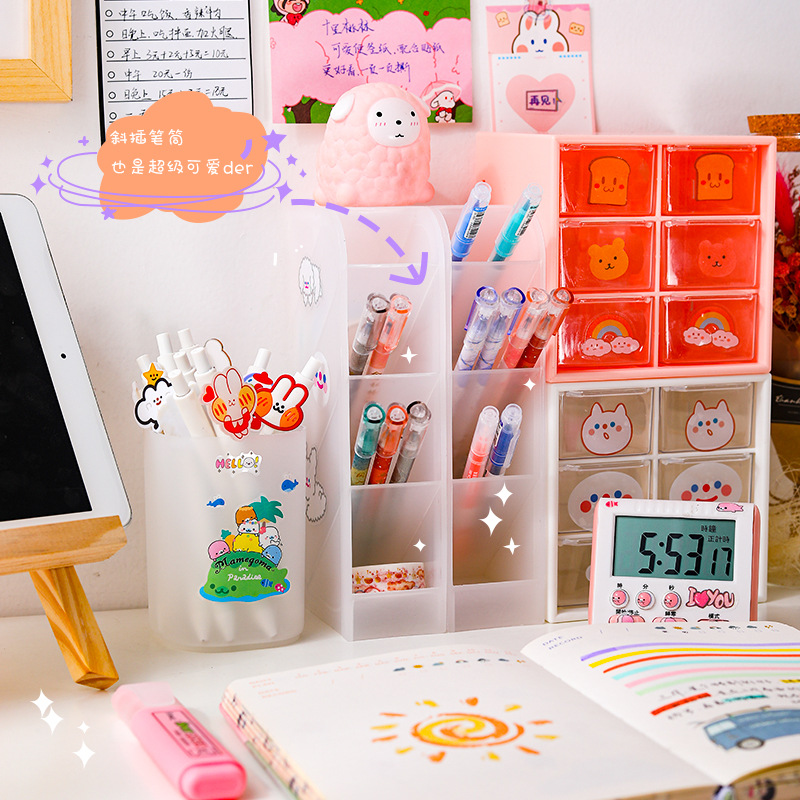 Yilan Creative New Stationery Box Simple Storage Pencil Case Plastic Pencil-Box Cartoon Young Girl Heart Pencil Box Pencil Case Stationery