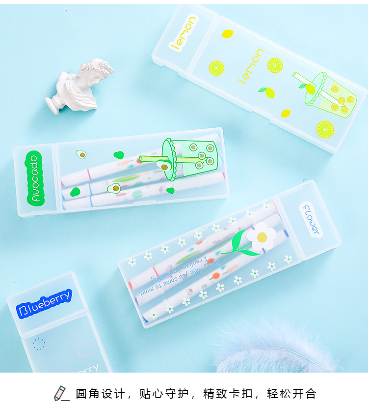 Yilan Creative New Stationery Box Simple Storage Pencil Case Plastic Pencil-Box Cartoon Young Girl Heart Pencil Box Pencil Case Stationery