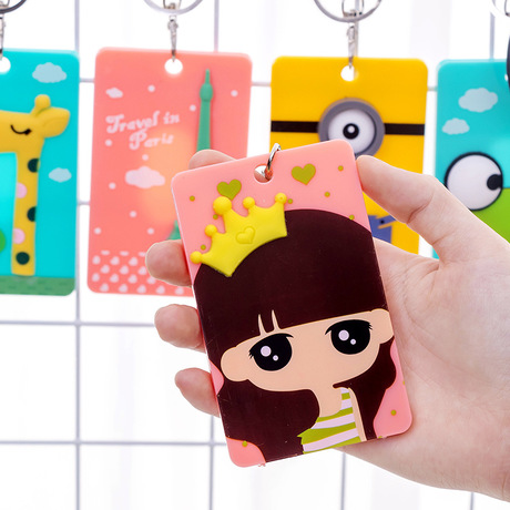 Cartoon primary school student prize bus card protective sleeve children student id card set chest card rope manufacturers direct