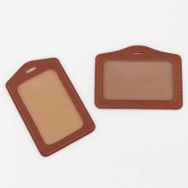Leather Chest Card Cover Imitation Leather ID Card Holder Employee Name Tag Access Card Lanyard Work Permit Tag Student School Card Holder