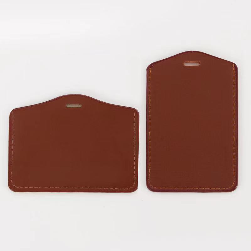 Leather Chest Card Cover Imitation Leather ID Card Holder Employee Name Tag Access Card Lanyard Work Permit Tag Student School Card Holder