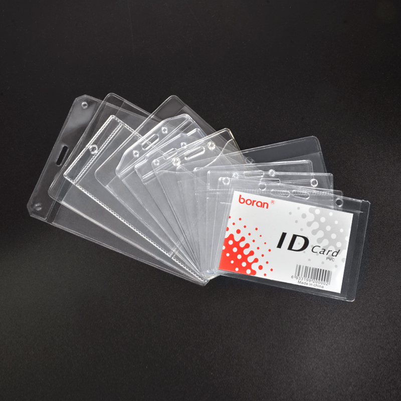 Transparent PVC ID Card Case Horizontal Soft Film Chest Card Work Permit Name Tag Fair Card Cover Student Card Holder Wholesale