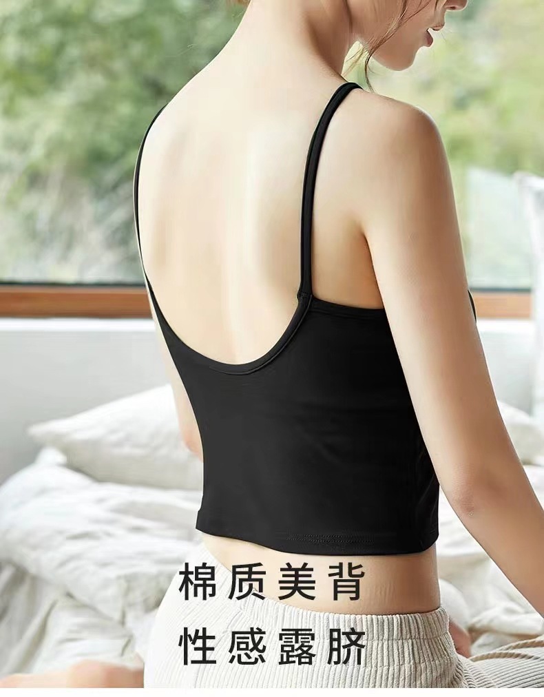 Pure Cotton Big U Beauty Back Sling Bra Card Same Style Outer Wear Wrapped Chest with Chest Pad Integrated Tube Top Girl Blouse