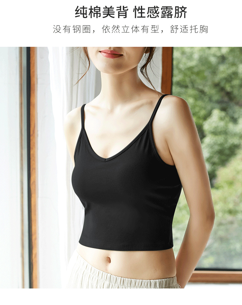Pure Cotton Big U Beauty Back Sling Bra Card Same Style Outer Wear Wrapped Chest with Chest Pad Integrated Tube Top Girl Blouse