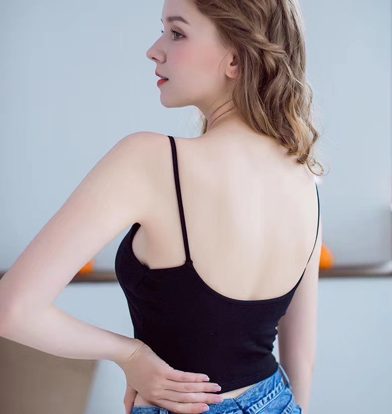 Pure Cotton Big U Beauty Back Sling Bra Card Same Style Outer Wear Wrapped Chest with Chest Pad Integrated Tube Top Girl Blouse
