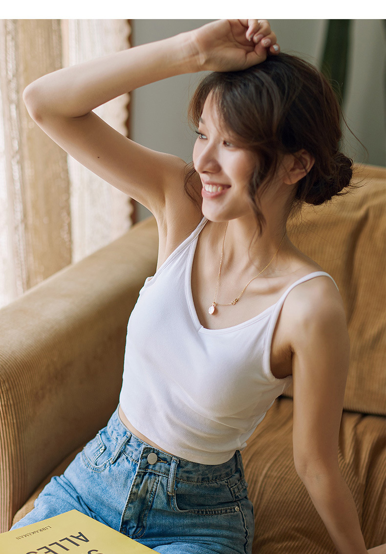 Pure Cotton Big U Beauty Back Sling Bra Card Same Style Outer Wear Wrapped Chest with Chest Pad Integrated Tube Top Girl Blouse