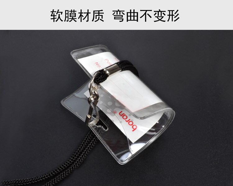 Soft Film PVC ID Card Case Transparent Vertical Chest Card Thick Work Permit Name Tag Card Insert Holder Student ID Card Protective Cover
