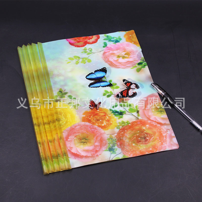 Factory Direct Sales A4 Transparent Cartoon Flowers and Plants Printing Stick File Folder Color Pattern Pp/PVC Book Wallet Customization