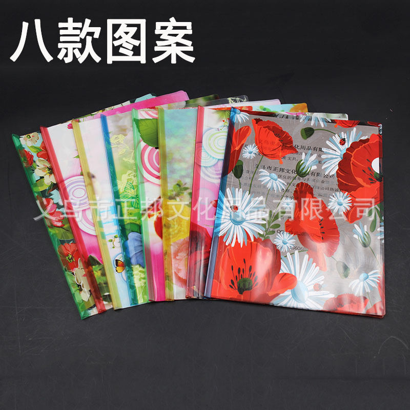 Factory Direct Sales A4 Transparent Cartoon Flowers and Plants Printing Stick File Folder Color Pattern Pp/PVC Book Wallet Customization