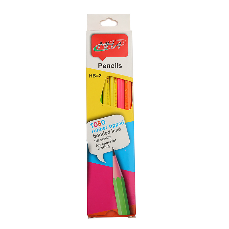 Children&#039;s Cartoon Pencil Color Environmental Protection Constant Lead with Rubber Pupils&#039; Writing Calligraphy Practice Four-Color Fluorescent Pencil