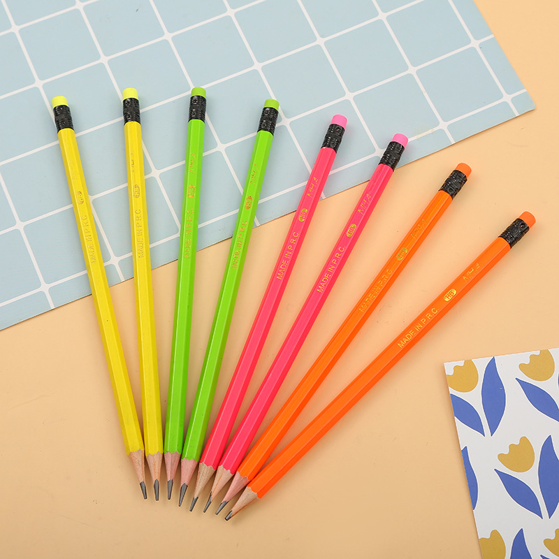 Children's Cartoon Pencil Color Environmental Protection Constant Lead with Rubber Pupils' Writing Calligraphy Practice Four-Color Fluorescent Pencil Children's Cartoon Pencil Color Environmental Protection Constant Lead with Rubber Pupils' Writing Calligraphy Practice Four-Color Fluorescent Pencil