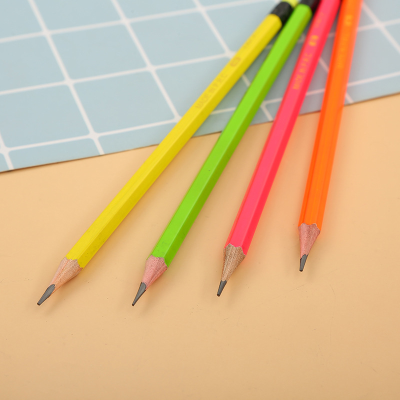 Children's Cartoon Pencil Color Environmental Protection Constant Lead with Rubber Pupils' Writing Calligraphy Practice Four-Color Fluorescent Pencil Children's Cartoon Pencil Color Environmental Protection Constant Lead with Rubber Pupils' Writing Calligraphy Practice Four-Color Fluorescent Pencil