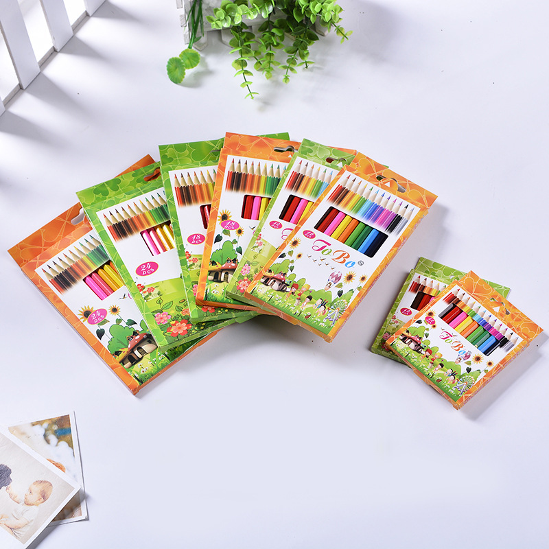 Color Pencil Short 12 Color Children Environmental Protection Drawing and Painting Pencil Stationery Wholesale Foreign Trade