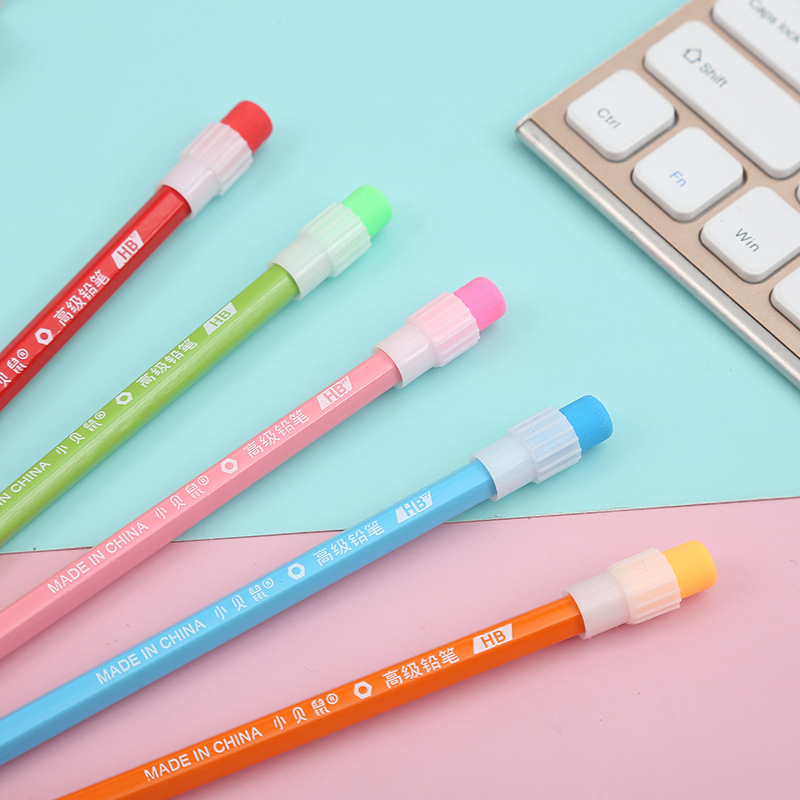 Color Big Skin Head Pencil HB Hexagonal Pencil Primary School Student School Supplies Children Stationery Small Shell Mouse Pencil