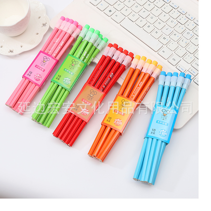 Color Big Skin Head Pencil HB Hexagonal Pencil Primary School Student School Supplies Children Stationery Small Shell Mouse Pencil