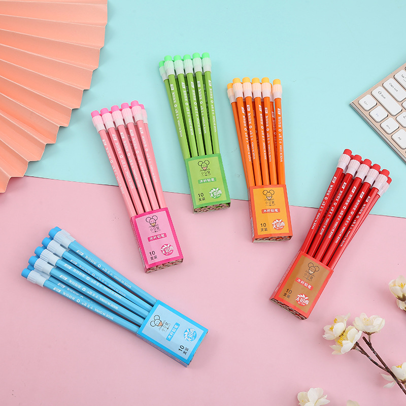 Color Big Skin Head Pencil HB Hexagonal Pencil Primary School Student School Supplies Children Stationery Small Shell Mouse Pencil