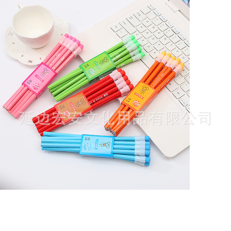 Color Big Skin Head Pencil HB Hexagonal Pencil Primary School Student School Supplies Children Stationery Small Shell Mouse Pencil